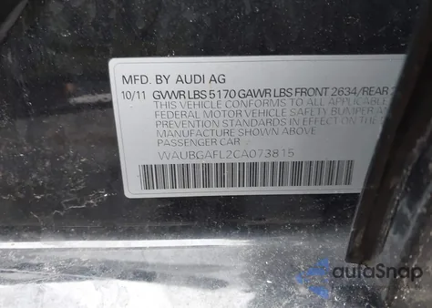 2012 Audi S4 3.0 Premium Plus z USA, uszkodzony, nr VIN WAUBGAFL2CA073815